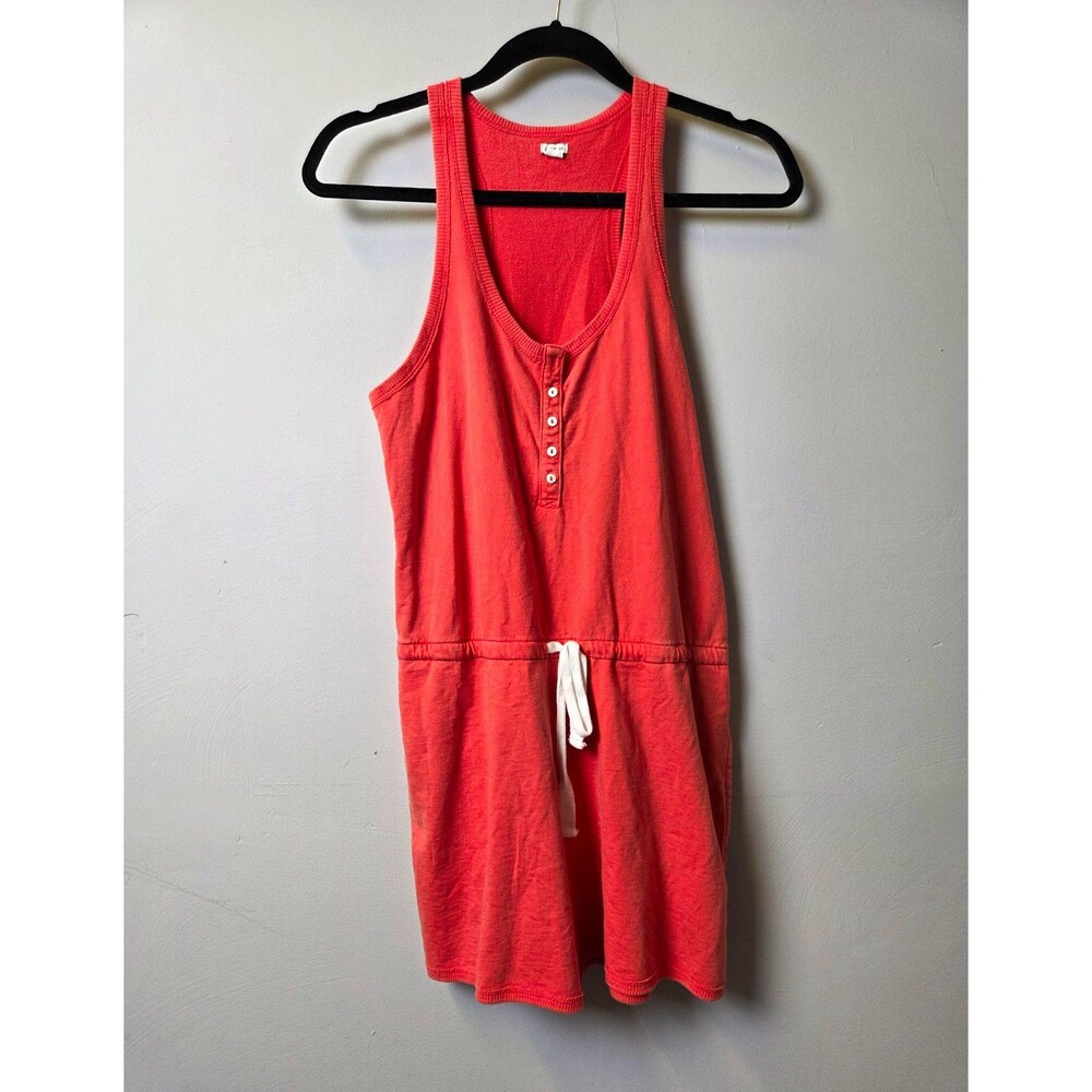 aerie Coral Sleeveless Tank Top And Shorts Summer Romper with Drawstring